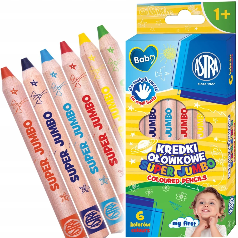 Astra Baby Super Jumbo kreidelės, 6 spalvos, nuo 1 metų