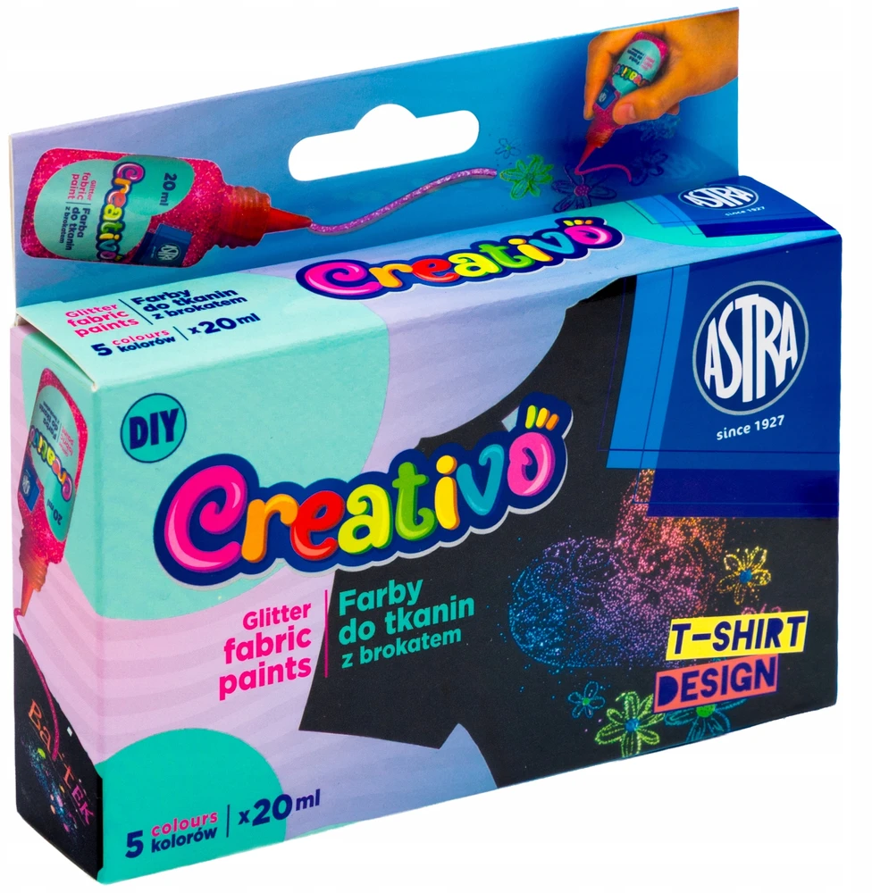 Astra Creativo GLITTER AUDINIAI DAŽAI 5 spalvos X 20ml
