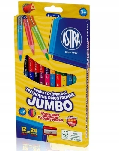 Astra dvipusės spalvotos kreidelės, 12 vnt. (24 spalvos)