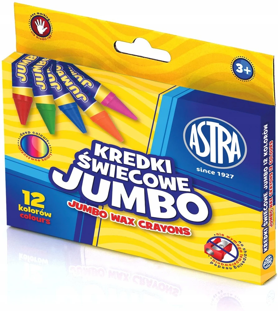 Astra JUMBO VAŠKINIAI KREDĖLIAI, stori, 12 spalvų