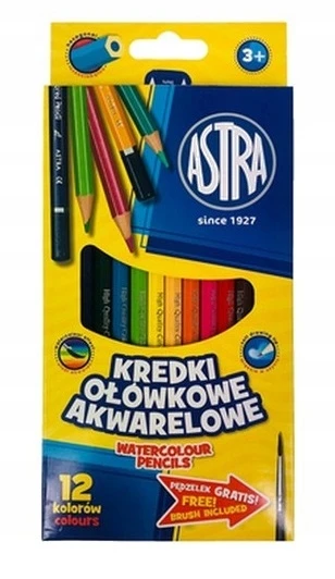 Astra KREDKI OŁÓWKOWE AKWARELOWE 12 KOLORÓW ASTRA 312110004