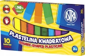 Astra Kvadratinis plastilinas vaikams 10 spalvų – mokyklai ir darželiui