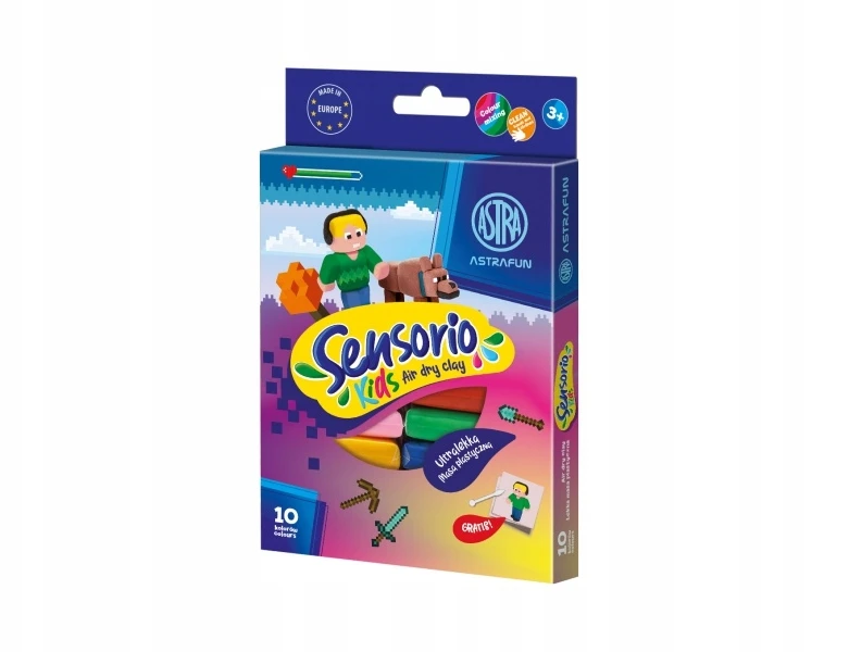Astra Modeliuojantis molis (oras sausas molis) Sensorio Kids Pixel, 10 spalvų, 336124021