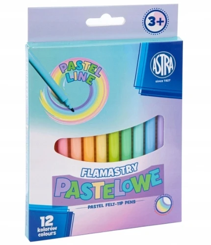 Astra Pasteliniai flomasteriai, 12 spalvų