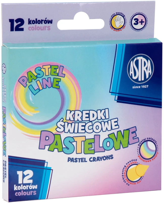 Astra Pasteliniai vaško pieštukai, 12 spalvų