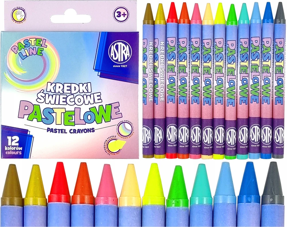 Astra Pasteliniai vaško pieštukai, 12 spalvų