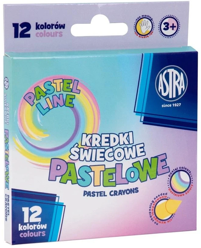 Astra Pasteliniai vaško pieštukai, 12 spalvų