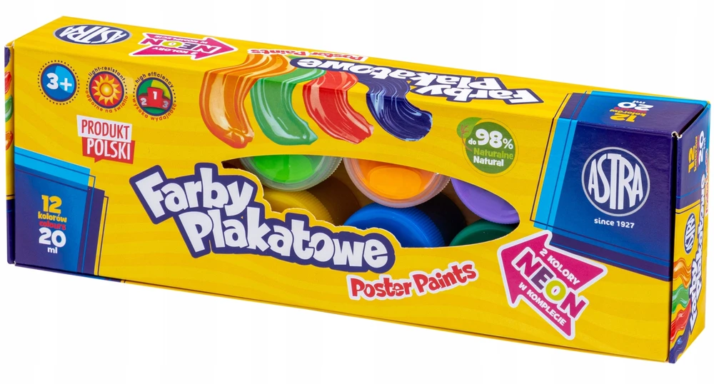 ASTRA PLAKATAI DAŽAI 12 spalvų, po 20 ml, įskaitant 2x NEON