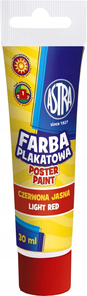 Astra plakatų dažai 30ml tūbelėje, ryškiai raudoni