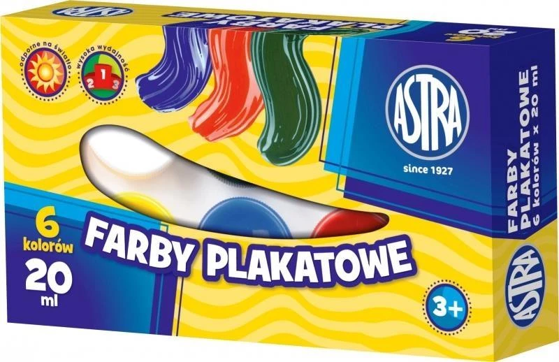 Astra plakatų dažai 6 vnt. x 20 ml