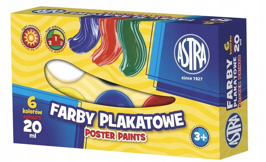 Astra plakatų dažai 6 vnt. x 20 ml