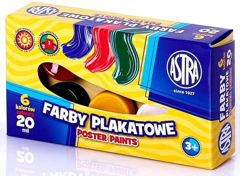 Astra plakatų dažai 6 vnt. x 20 ml