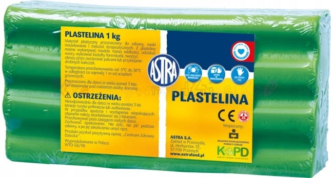 Astra plastelinas 1kg, ryškiai žalias, minkštas, vaikams