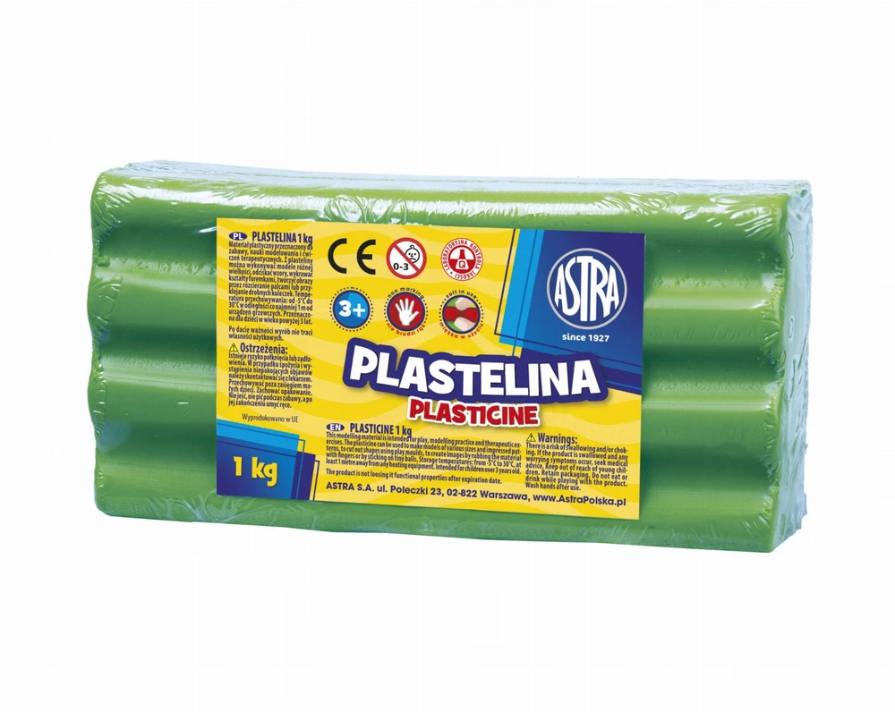 Astra plastelinas 1kg, ryškiai žalias, minkštas, vaikams