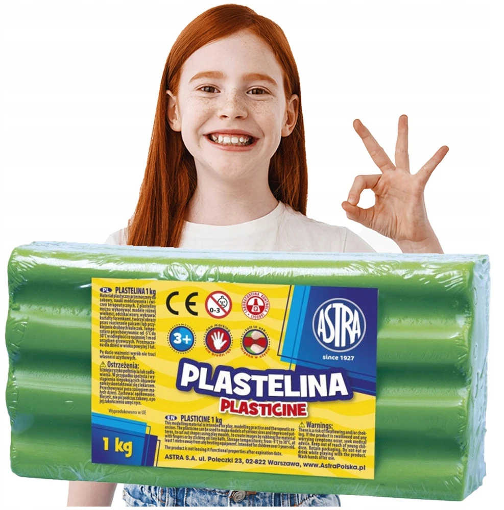 Astra plastelinas 1kg, ryškiai žalias, minkštas, vaikams
