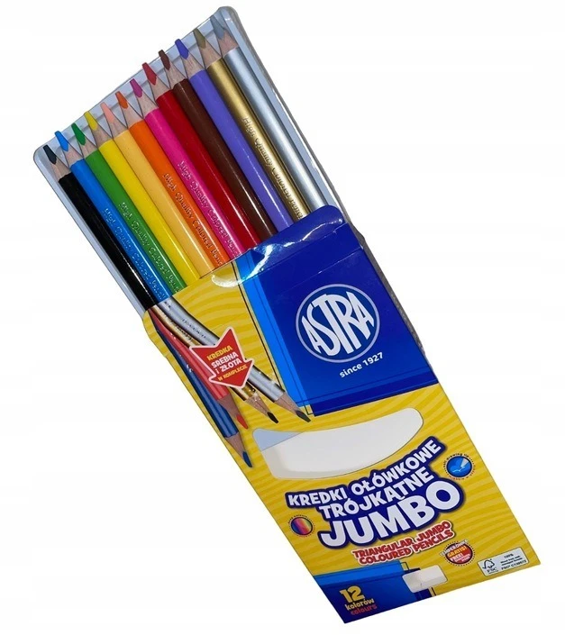 Astra storos spalvotos kreidelės, 12 vnt.