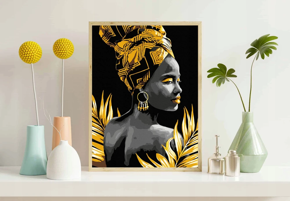 Astra Tapyba skaičiais ant juodos drobės 40x50 cm - Golden Muse