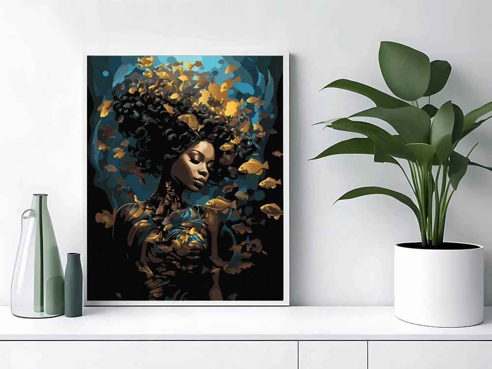 Astra Tapyba skaičiais ant juodos drobės 40x50 cm - Gold Ray