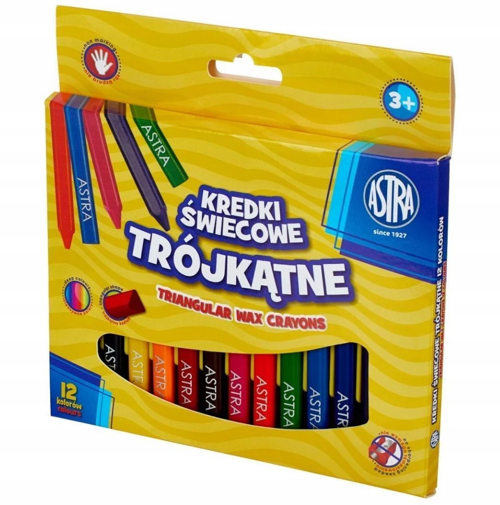 Astra Trikampės vaškinės kreidelės mokyklai 12 vnt.