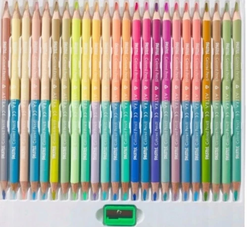 Astra trikampiai dvipusiai pasteliniai pieštukai 24