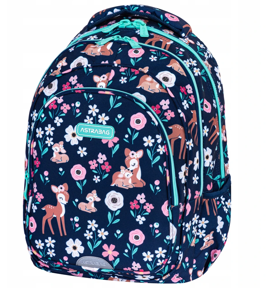Astrabag Baby Deer kuprinė 3 klasei su organizatoriumi ir skyriumi nešiojamam kompiuteriui