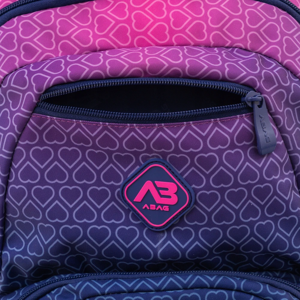 Astrabag Mergaičių mokyklinė kuprinė su laptopo skyriumi, širdelių raštu