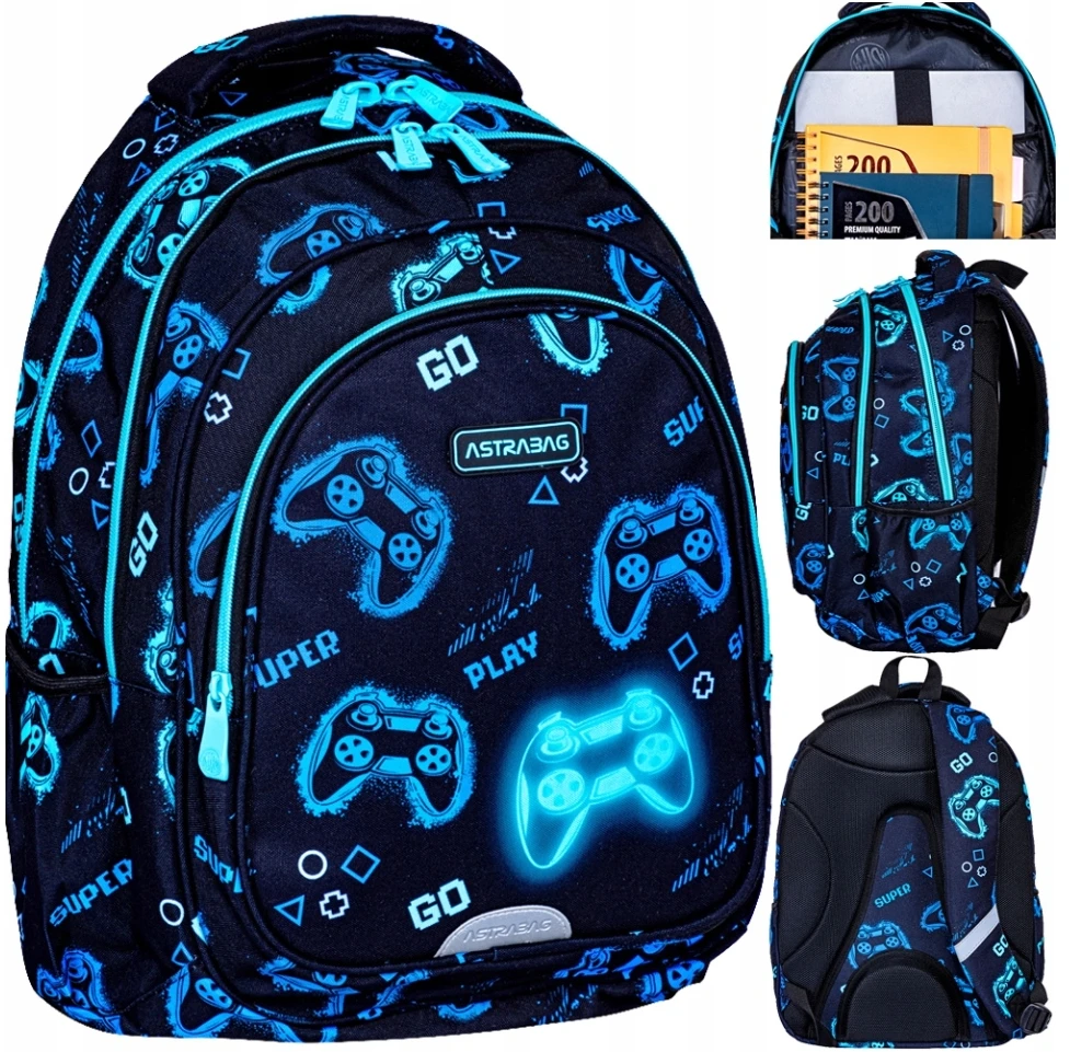 Astrabag Mokyklinė kuprinė trijų skyrių 27L Astra BAG AB300 GO PLAYING