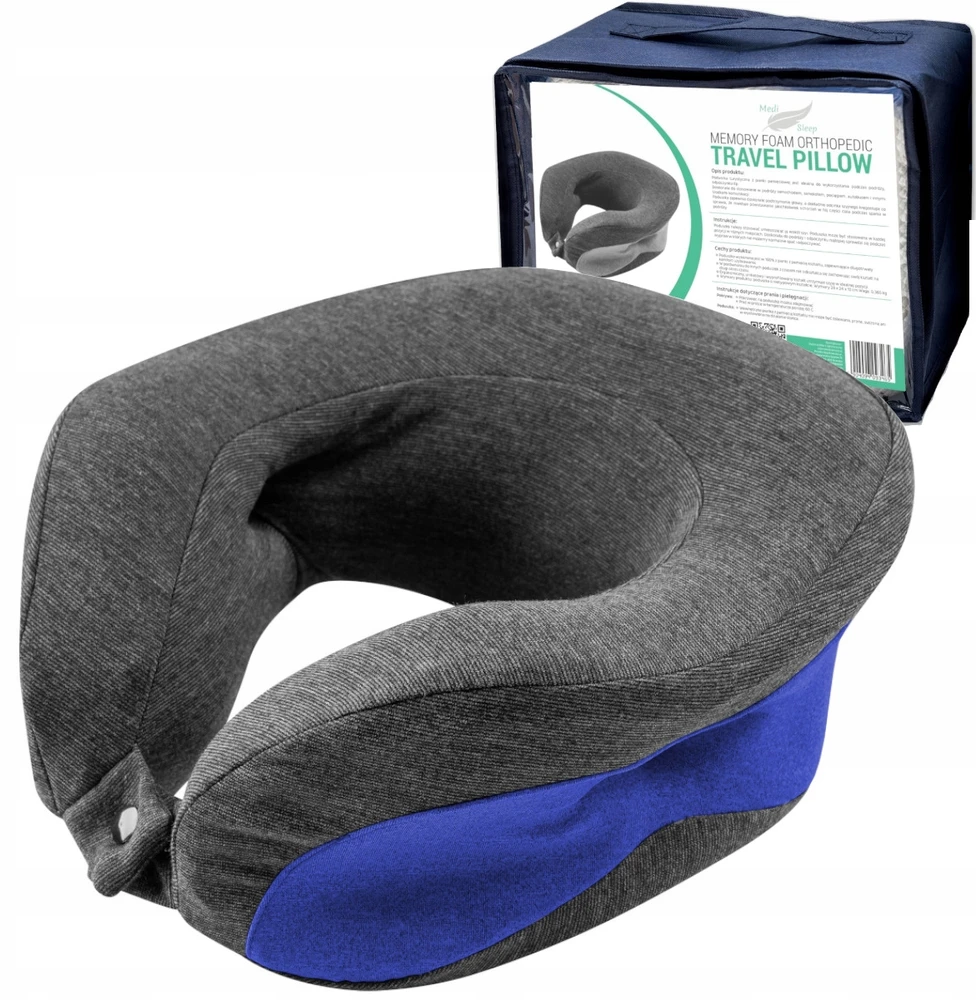Atminties putplasčio kelioninė pagalvė, mėlyna, iš Medi Sleep