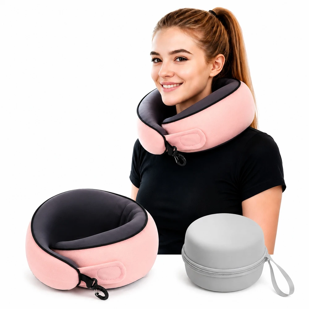 Atminties putplasčio kelioninė pagalvė su 360° atrama kaklui kelionėms lėktuvu