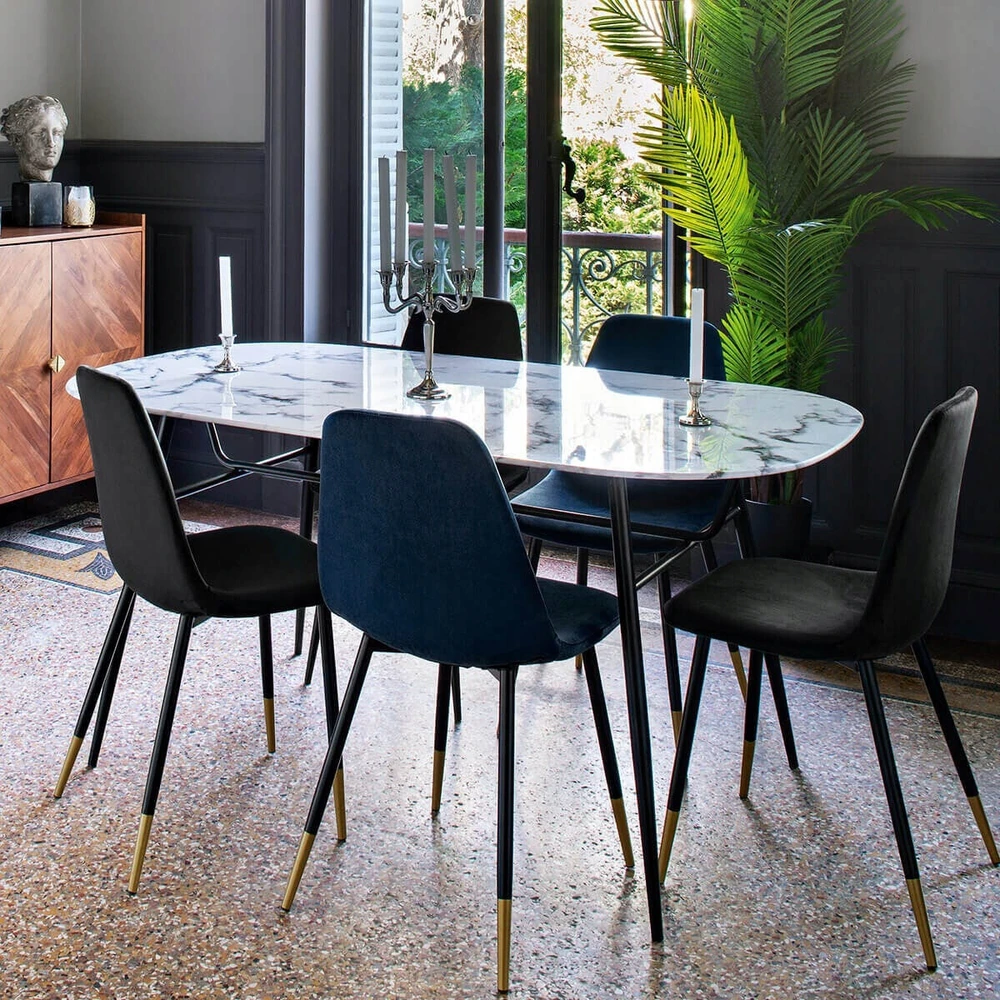 Atmosphera Moderni VELVET aksominė kėdė, mėlyna, svetainė
