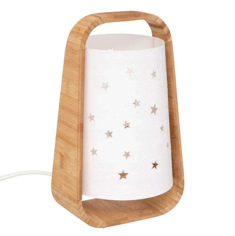 Atmosphera Naktinė lempa Cut Star su bambukine kojele ir popieriniu gaubtu, 27 cm, balta