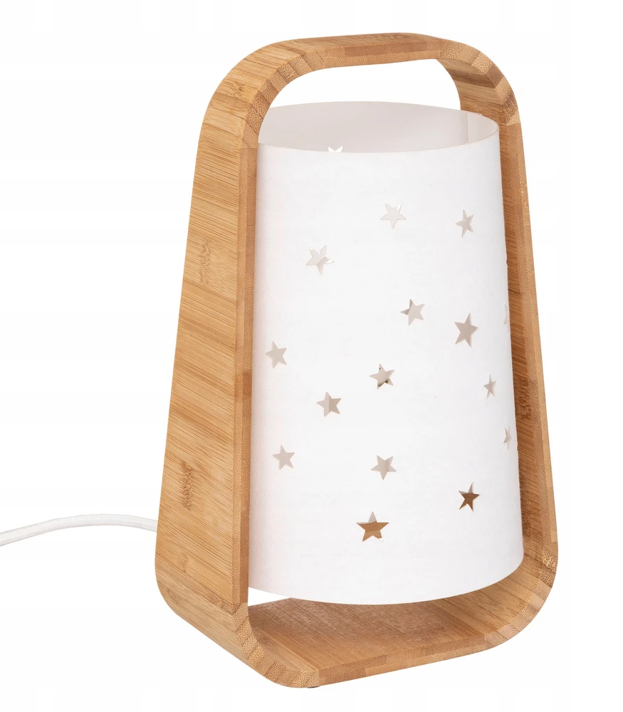 Atmosphera Naktinė lempa Cut Star su bambukine kojele ir popieriniu gaubtu, 27 cm, balta