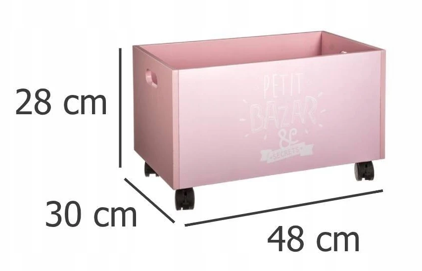 Atmosphera POJMENIK NA ZABAWKI ROŽINĖ KUFER NA KÓŁKACH 48x30