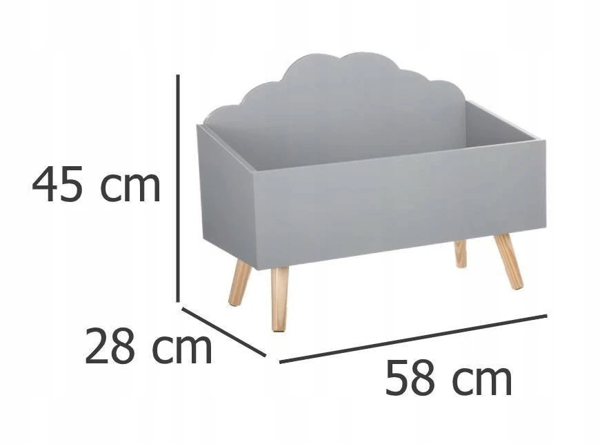 Vaikiška daiktadėžė Atmosphera Cloud, pilka, 580x280x455 mm