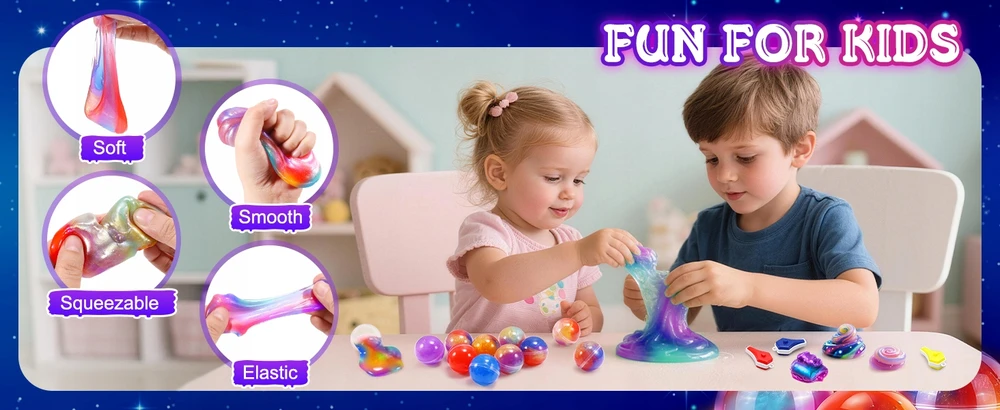 Atopdream Cosmic Slime Balls rinkinys, vakarėlio dovana vaikams, 24 vnt