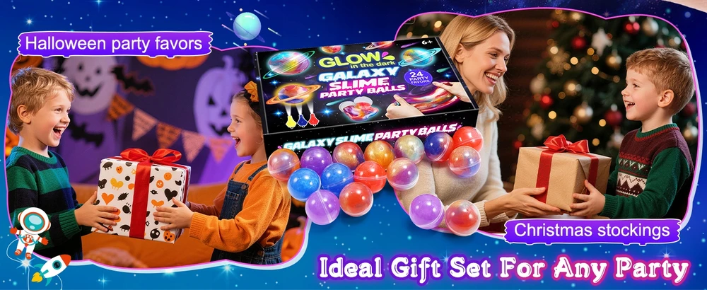 Atopdream Cosmic Slime Balls rinkinys, vakarėlio dovana vaikams, 24 vnt