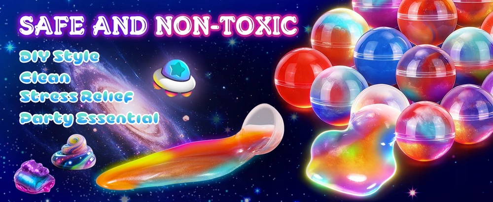 Atopdream Cosmic Slime Balls rinkinys, vakarėlio dovana vaikams, 24 vnt