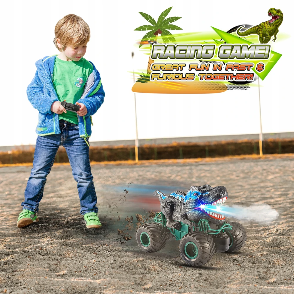 Atopdream Nuotoliniu būdu valdomas dinozaurinis automobilis, Monster Truck vaikams, pilka