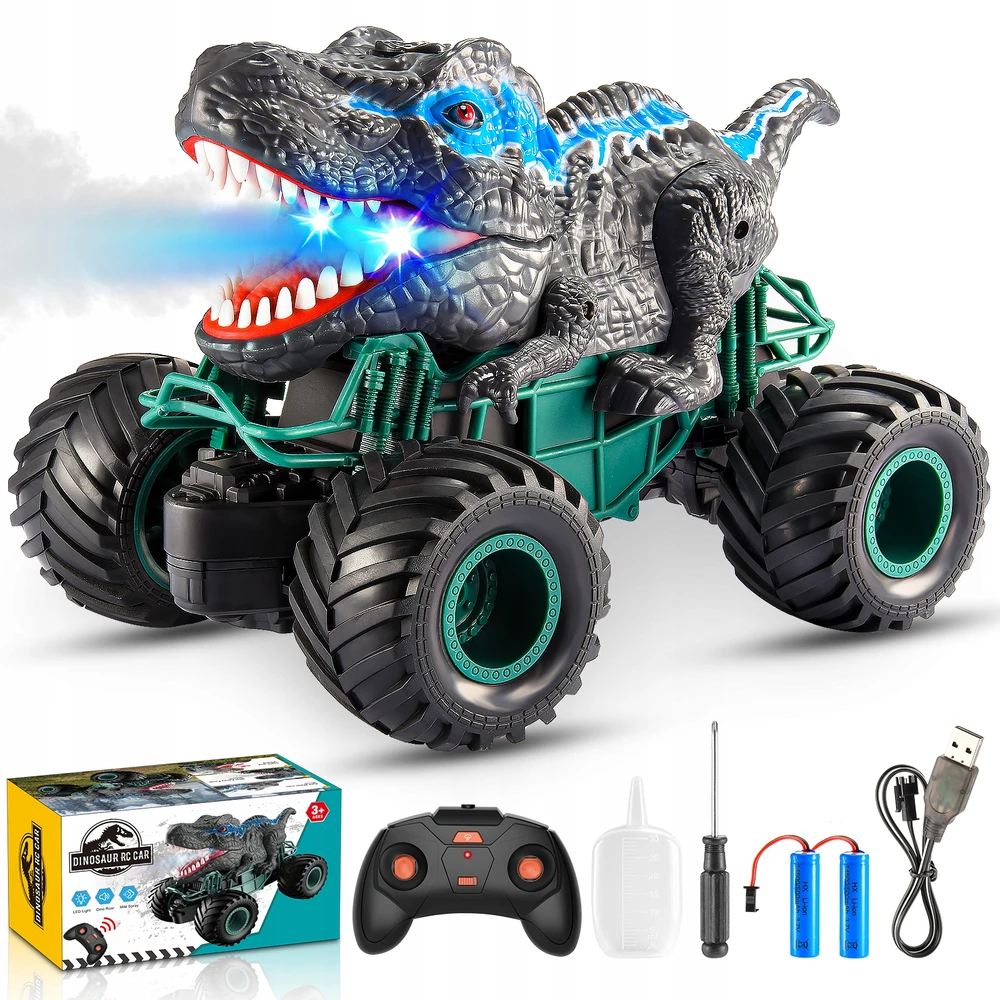 Atopdream Nuotoliniu būdu valdomas dinozaurinis automobilis, Monster Truck vaikams, pilka