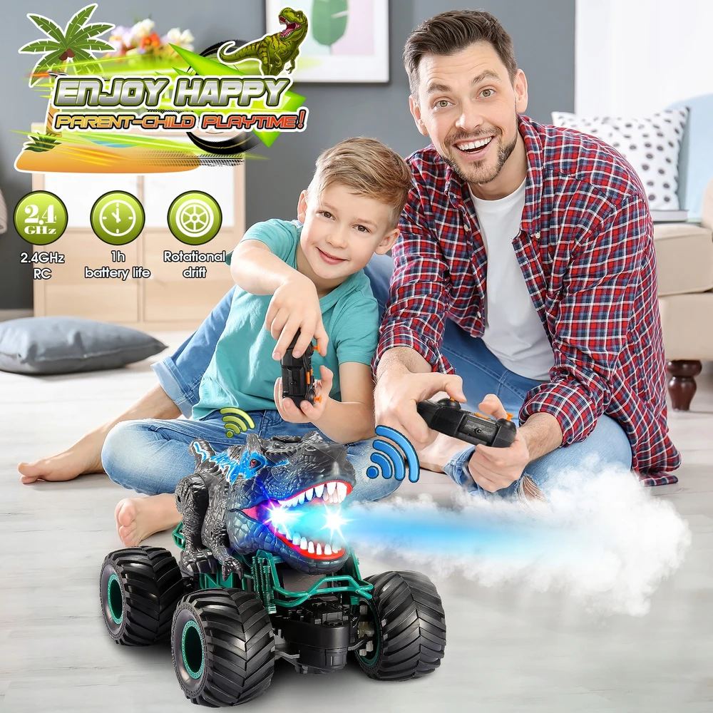 Atopdream Nuotoliniu būdu valdomas dinozaurinis automobilis, Monster Truck vaikams, pilka