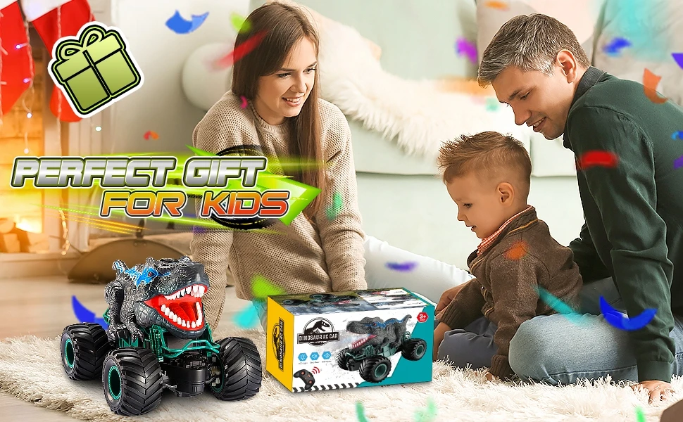 Atopdream Nuotoliniu būdu valdomas dinozaurinis automobilis, Monster Truck vaikams, pilka