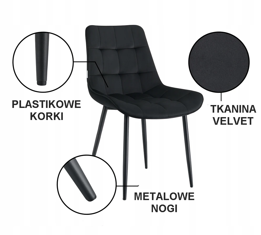 Atos CHERRY MG19 kėdė Juodas Velour Juodas Legs Modern Loft