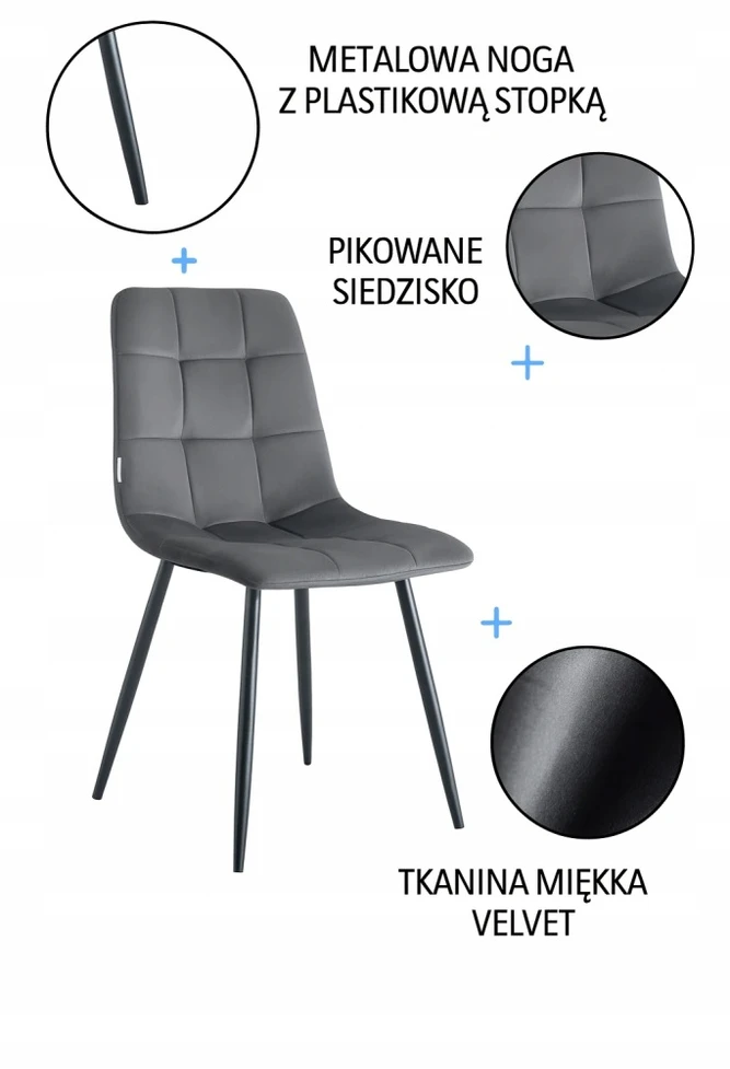 Atos FOX kėdė su siūlėmis, juoda PILKA koja