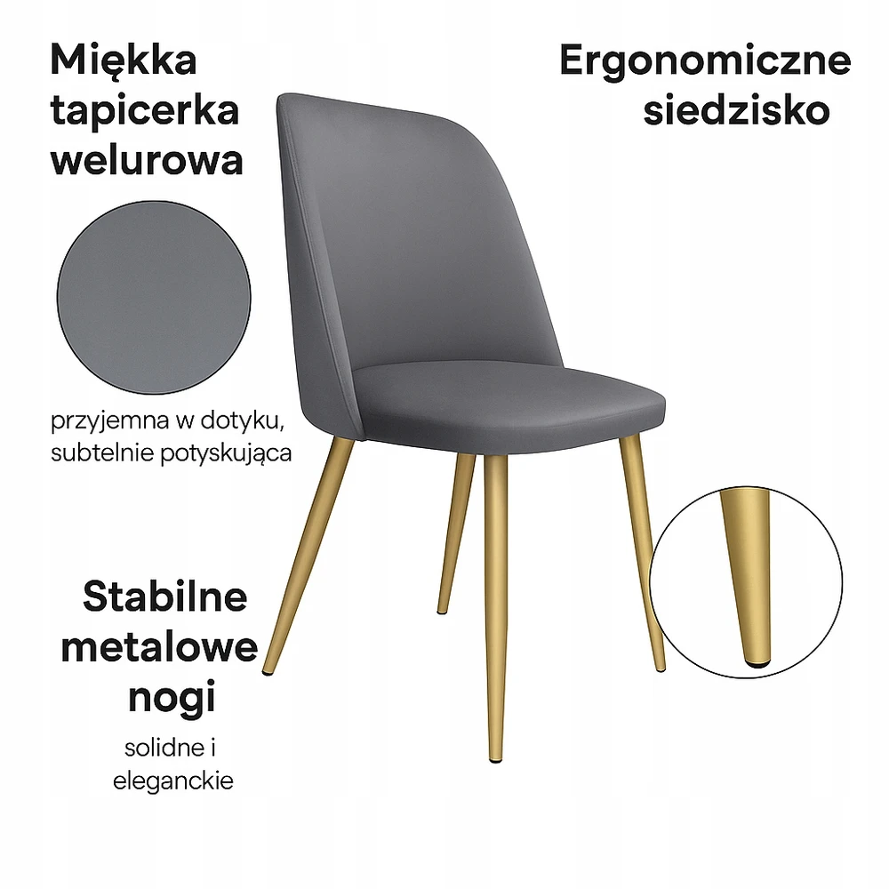 Atos GOYA MG09 valgomojo ir svetainės kėdė - auksinės kojos Elegantiška aksominė kėdė