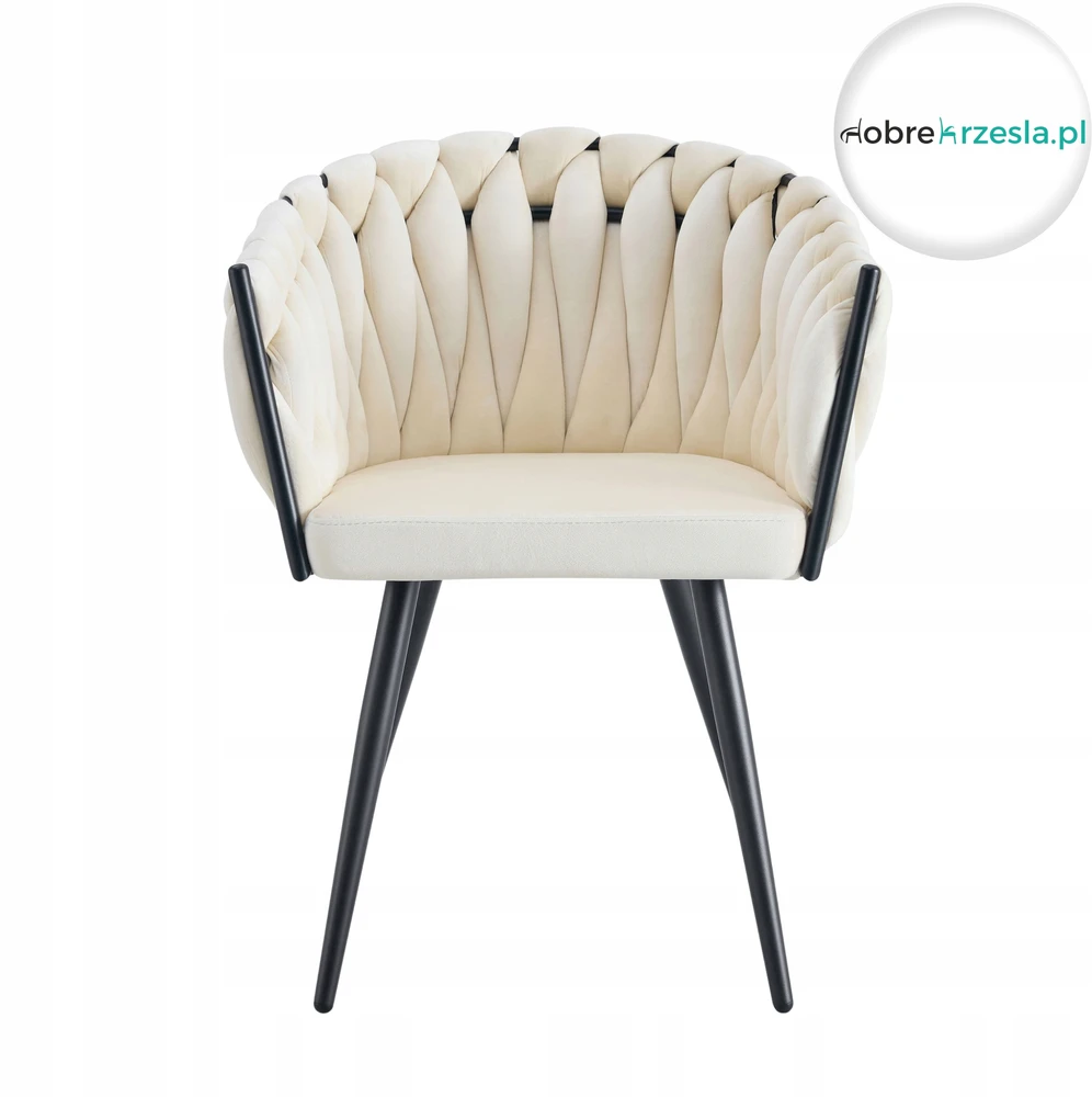 Atos Modernus ROSA MG50 Chair Kreminis Braided Juodas Legs Loft Glamour