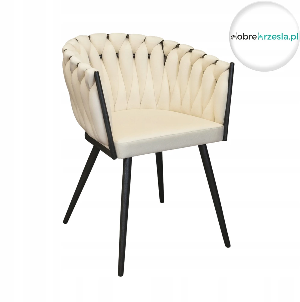 Atos Modernus ROSA MG50 Chair Kreminis Braided Juodas Legs Loft Glamour