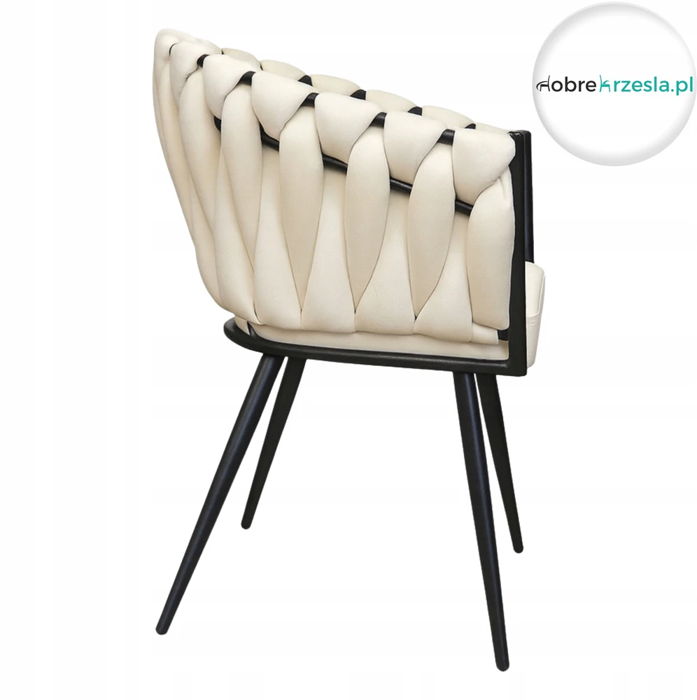 Atos Modernus ROSA MG50 Chair Kreminis Braided Juodas Legs Loft Glamour