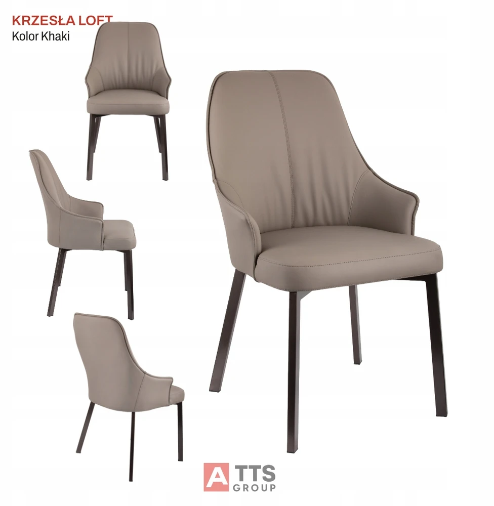 ATS Loft chaki minkšta kėdė svetainė valgomajam su metalinėmis kojomis