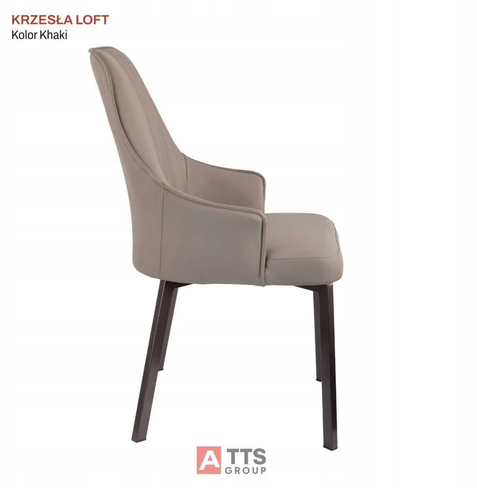 ATS Loft chaki minkšta kėdė svetainė valgomajam su metalinėmis kojomis