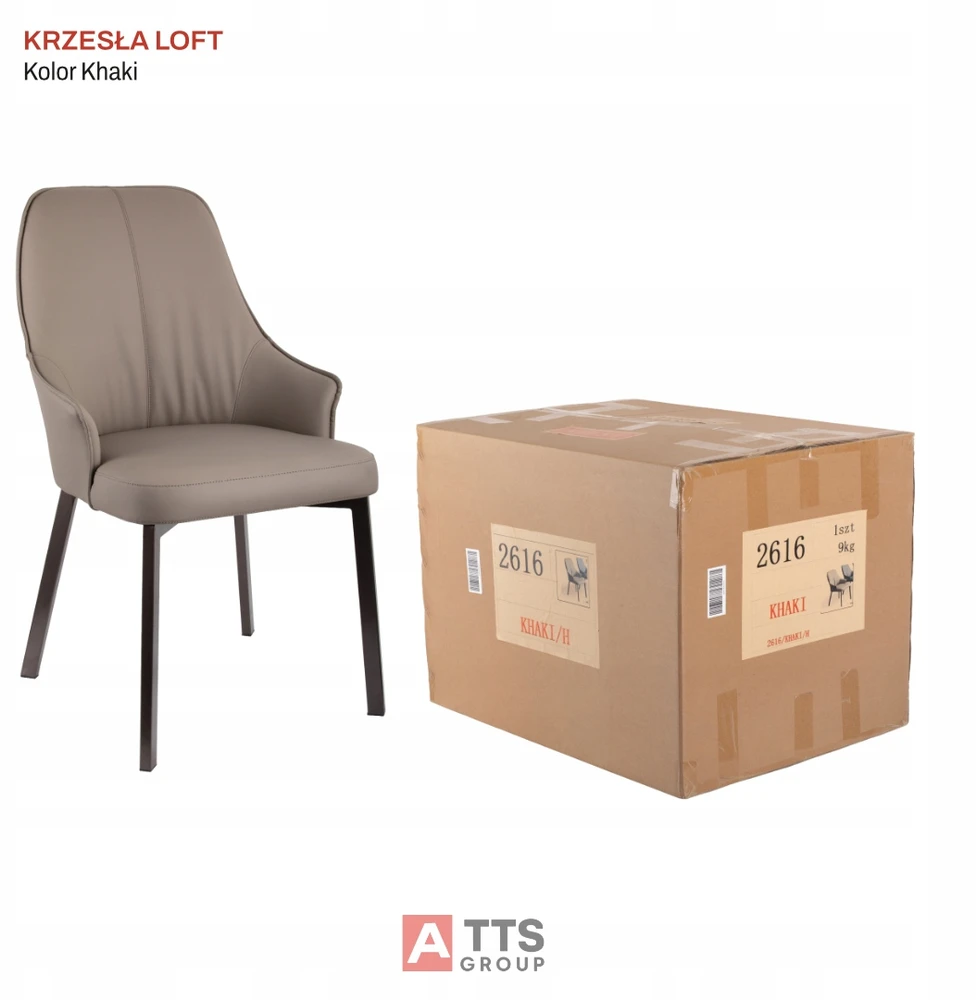 ATS Loft chaki minkšta kėdė svetainė valgomajam su metalinėmis kojomis